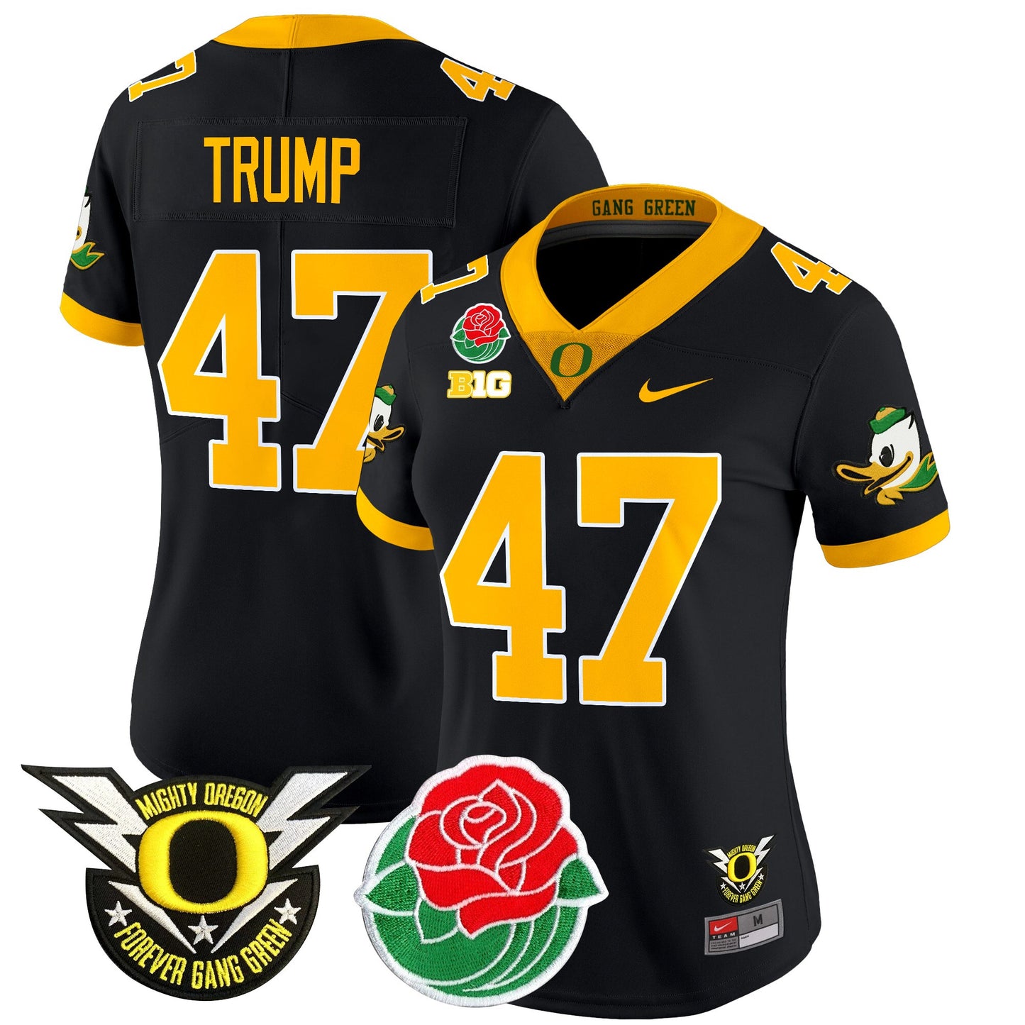 Women's Oregon Ducks 2025 Rose Bowl Game & BIG Patch Vapor Limited Jersey - All Stitched