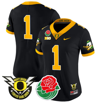 Women's Oregon Ducks 2025 Rose Bowl Game & BIG Patch Vapor Limited Jersey - All Stitched
