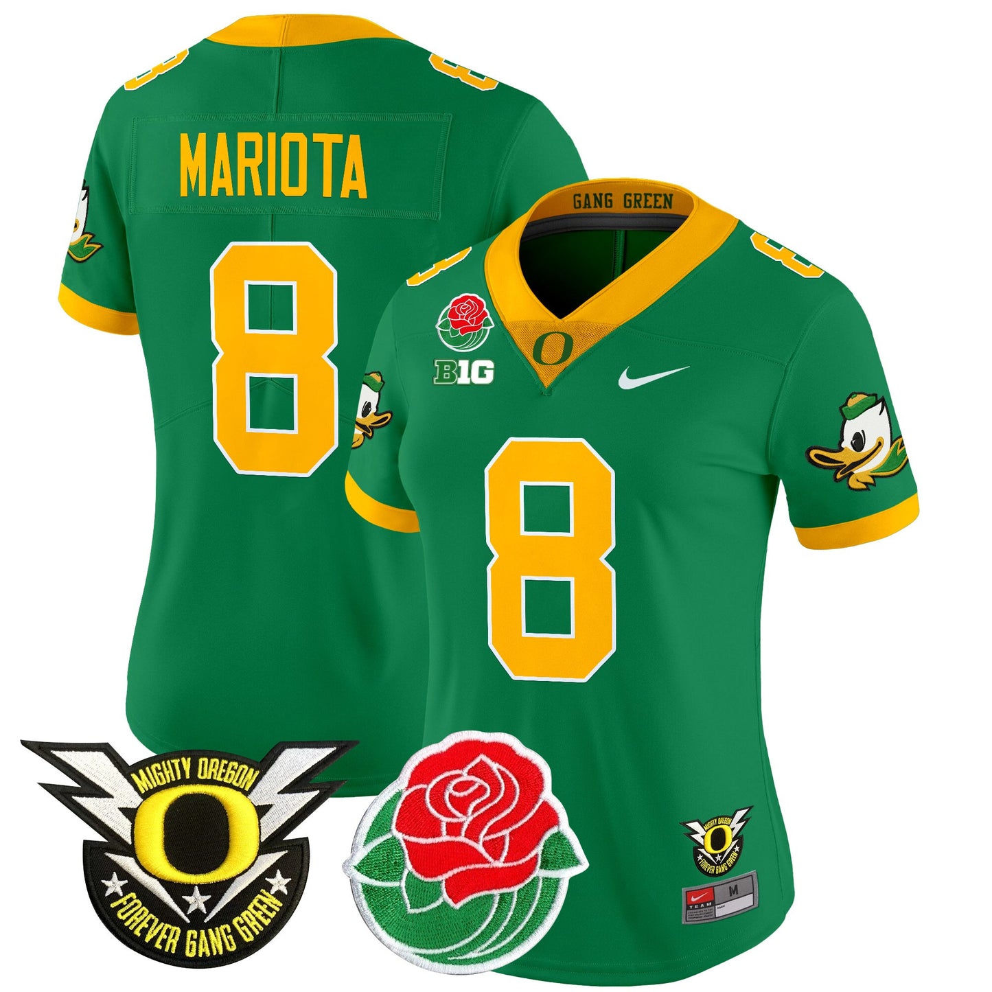 Women's Oregon Ducks 2025 Rose Bowl Game & BIG Patch Vapor Limited Jersey - All Stitched