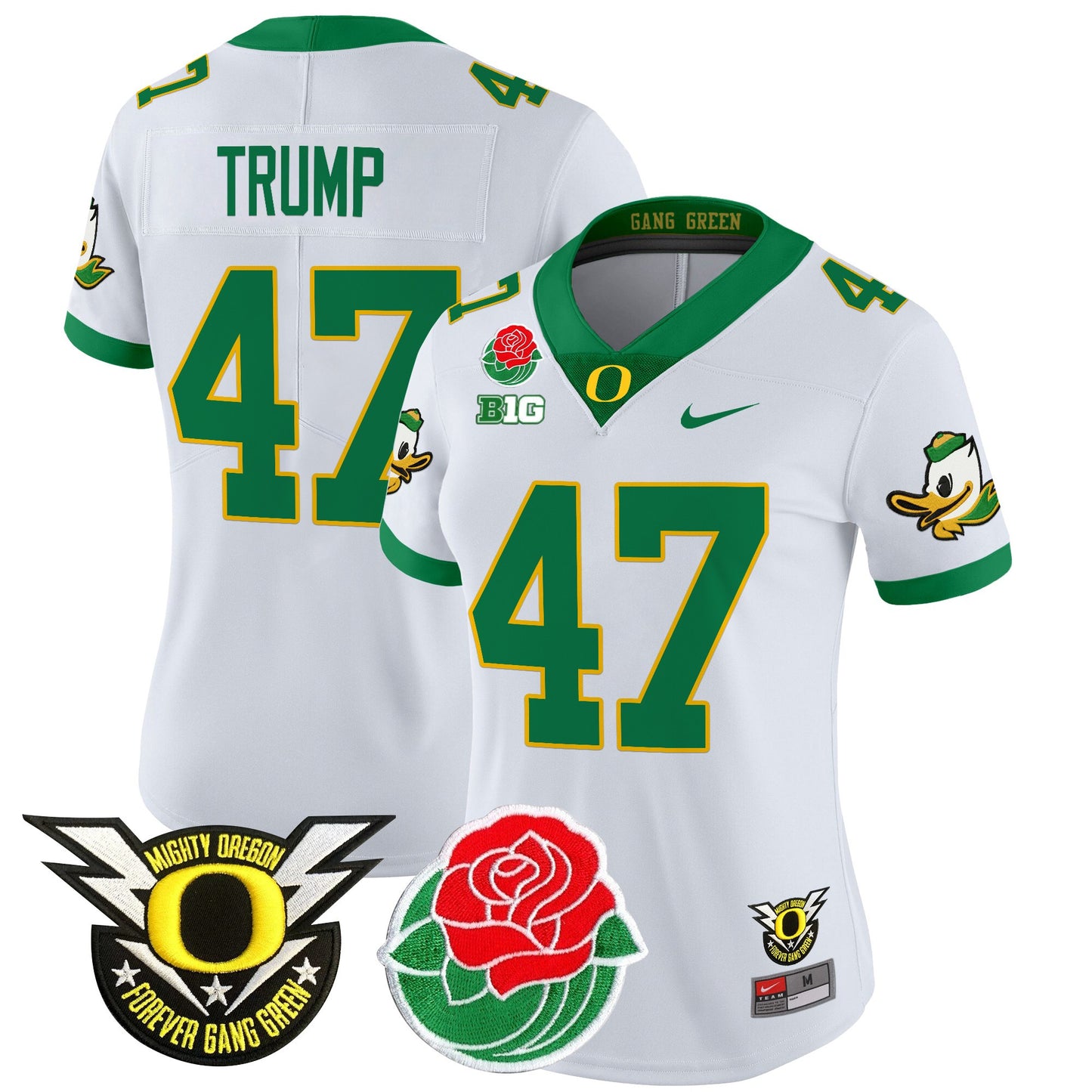 Women's Oregon Ducks 2025 Rose Bowl Game & BIG Patch Vapor Limited Jersey - All Stitched