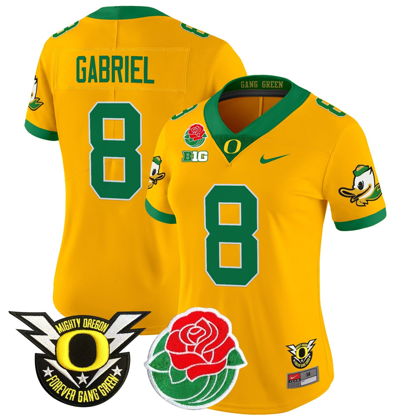 Women's Oregon Ducks 2025 Rose Bowl Game & BIG Patch Vapor Limited Jersey - All Stitched