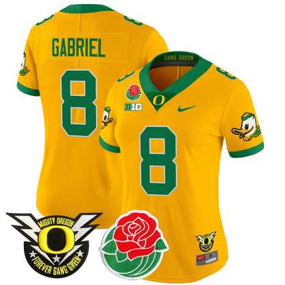 Women's Oregon Ducks 2025 Rose Bowl Game & BIG Patch Vapor Limited Jersey - All Stitched
