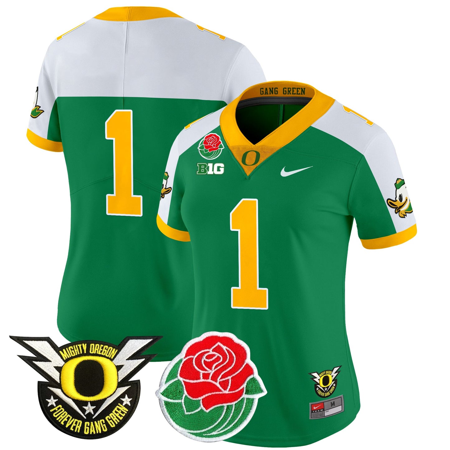 Women's Oregon Ducks 2025 Rose Bowl Game & BIG Patch Vapor Limited Jersey - All Stitched