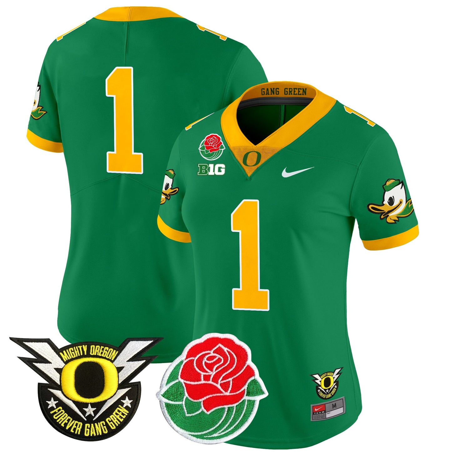 Women's Oregon Ducks 2025 Rose Bowl Game & BIG Patch Vapor Limited Jersey - All Stitched
