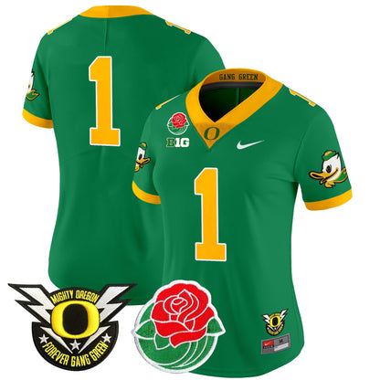 Women's Oregon Ducks 2025 Rose Bowl Game & BIG Patch Vapor Limited Jersey - All Stitched