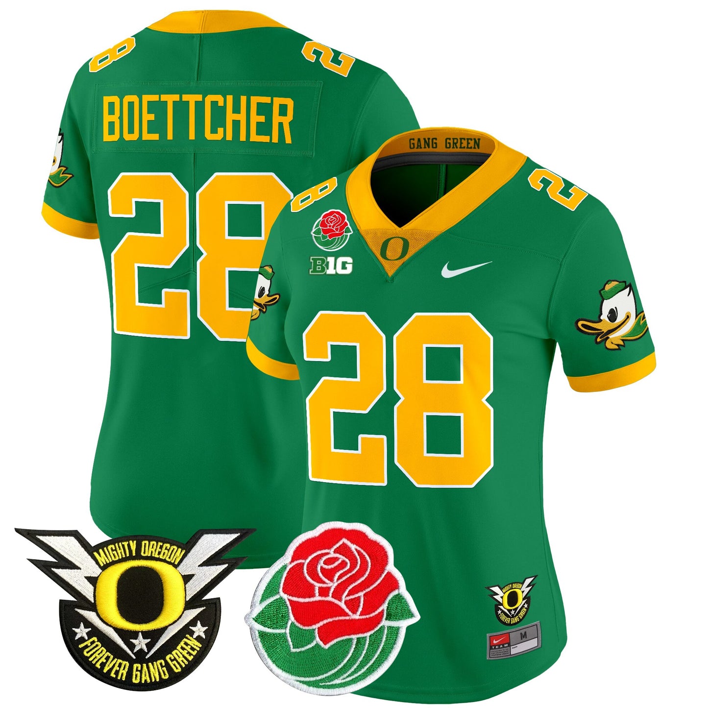 Women's Oregon Ducks 2025 Rose Bowl Game & BIG Patch Vapor Limited Jersey - All Stitched