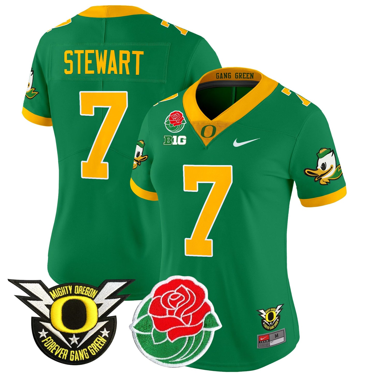 Women's Oregon Ducks 2025 Rose Bowl Game & BIG Patch Vapor Limited Jersey - All Stitched