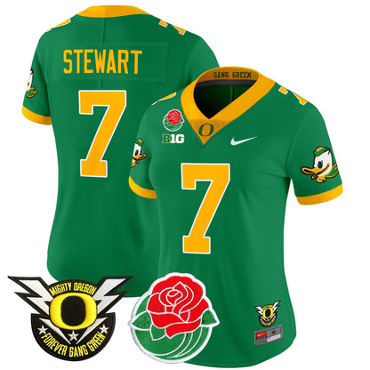 Women's Oregon Ducks 2025 Rose Bowl Game & BIG Patch Vapor Limited Jersey - All Stitched