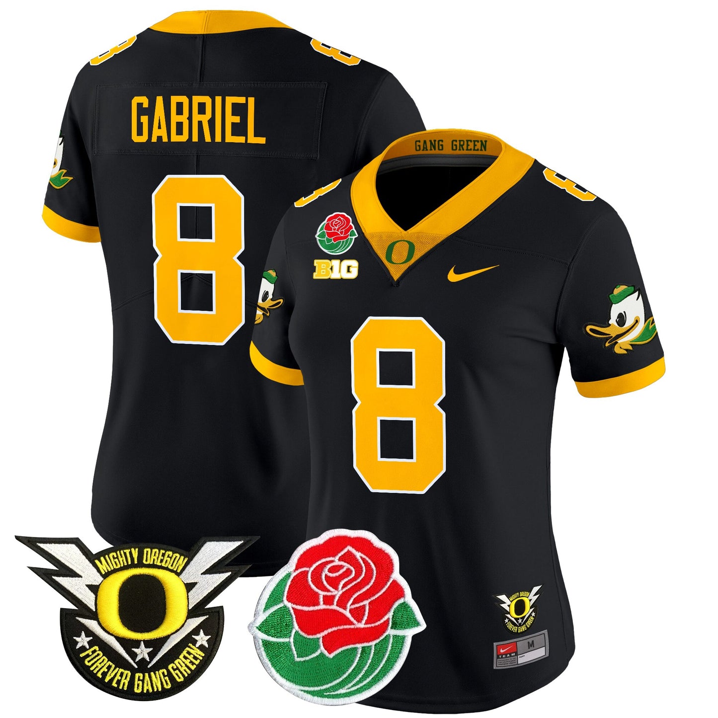 Women's Oregon Ducks 2025 Rose Bowl Game & BIG Patch Vapor Limited Jersey - All Stitched