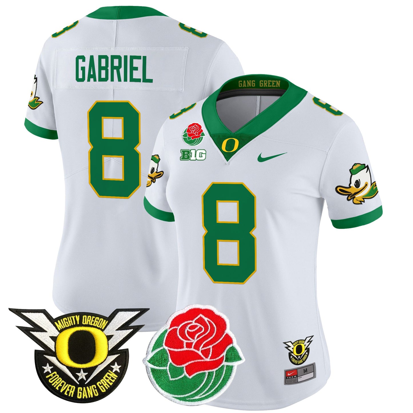 Women's Oregon Ducks 2025 Rose Bowl Game & BIG Patch Vapor Limited Jersey - All Stitched
