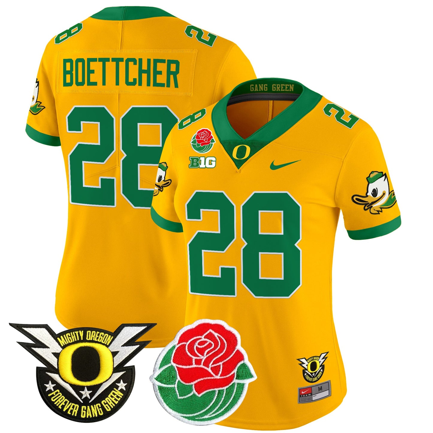 Women's Oregon Ducks 2025 Rose Bowl Game & BIG Patch Vapor Limited Jersey - All Stitched