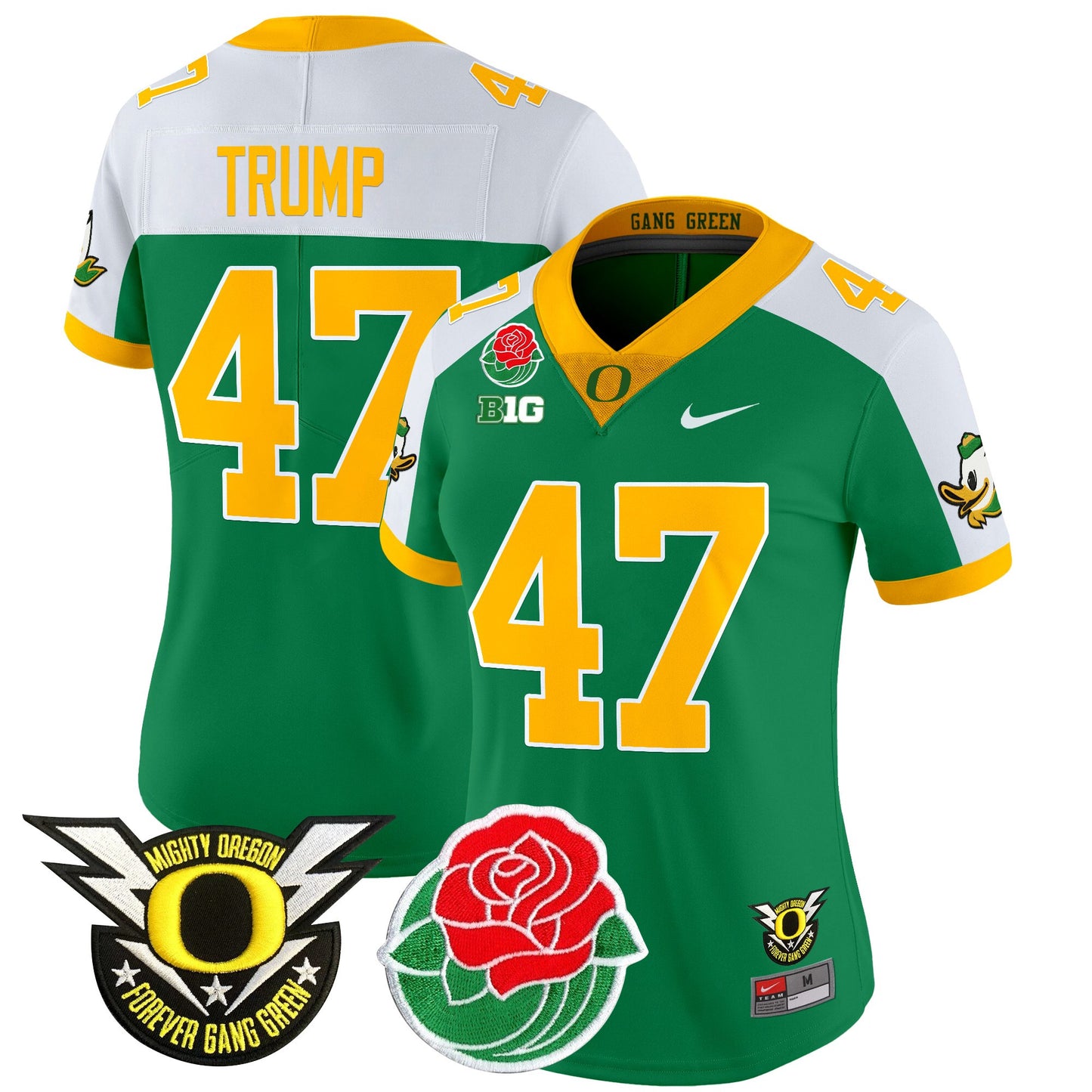 Women's Oregon Ducks 2025 Rose Bowl Game & BIG Patch Vapor Limited Jersey - All Stitched