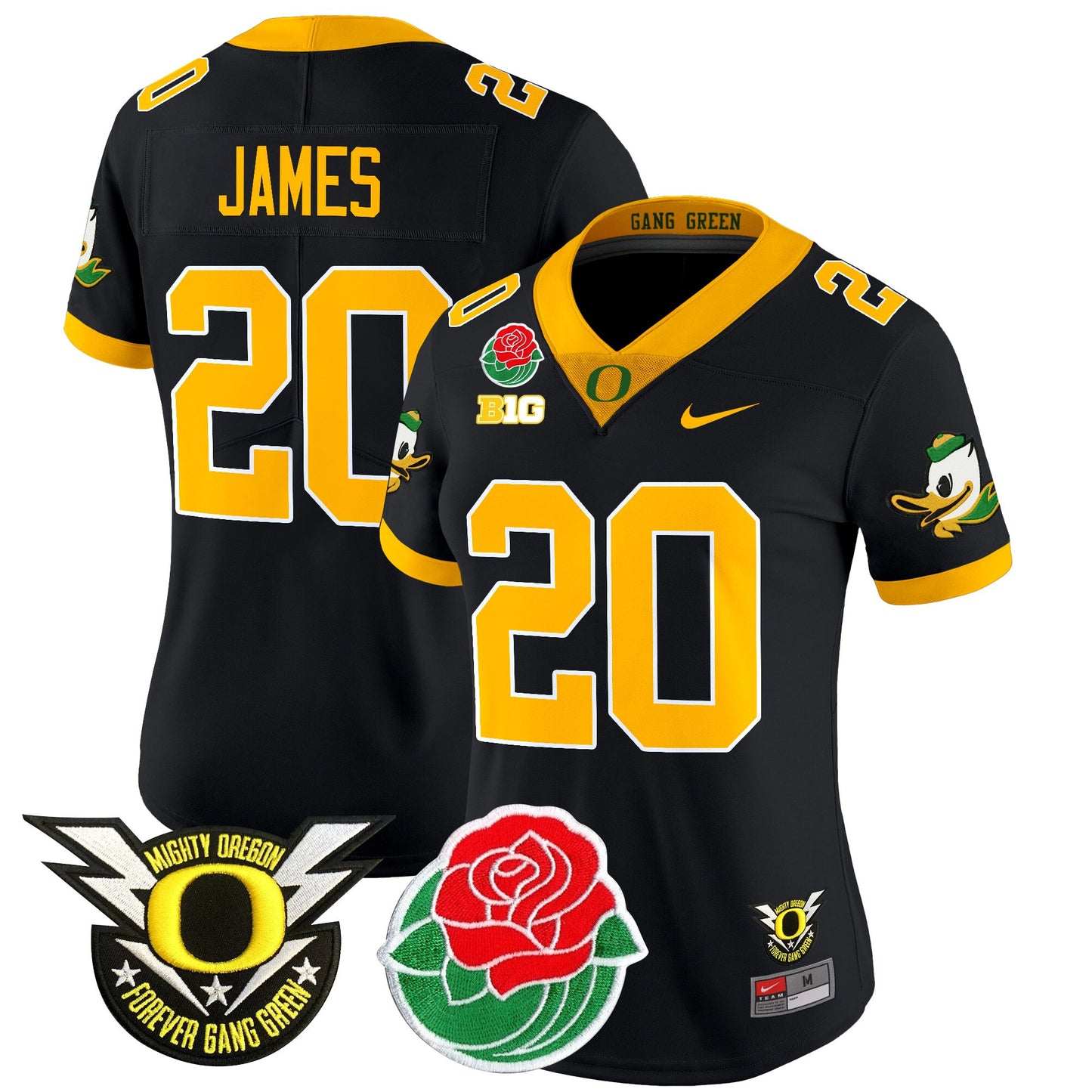 Women's Oregon Ducks 2025 Rose Bowl Game & BIG Patch Vapor Limited Jersey - All Stitched