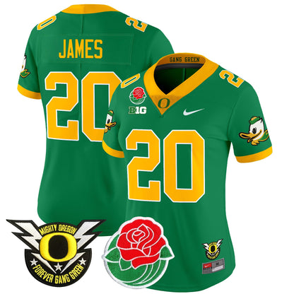 Women's Oregon Ducks 2025 Rose Bowl Game & BIG Patch Vapor Limited Jersey - All Stitched