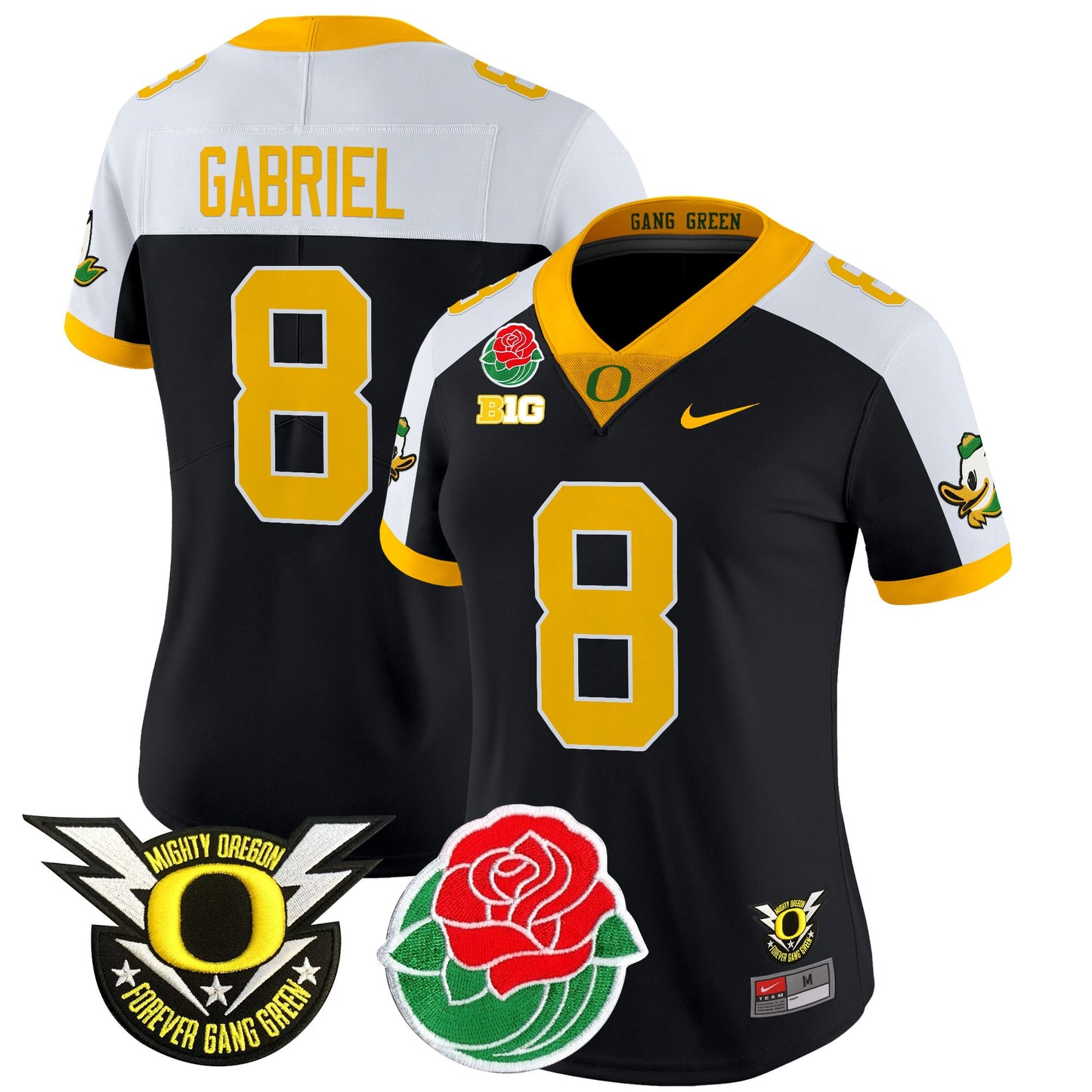 Women's Oregon Ducks 2025 Rose Bowl Game & BIG Patch Vapor Limited Jersey - All Stitched