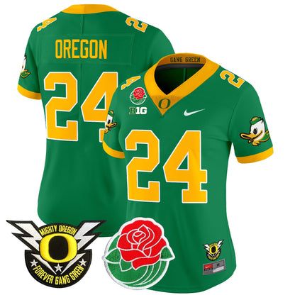 Women's Oregon Ducks 2025 Rose Bowl Game & BIG Patch Vapor Limited Jersey - All Stitched