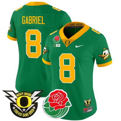 Women's Oregon Ducks 2025 Rose Bowl Game & BIG Patch Vapor Limited Jersey - All Stitched