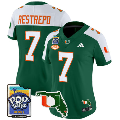 Women's Miami Hurricanes 2025 PopTarts Bowl Patch Vapor Limited Jersey - All Stitched