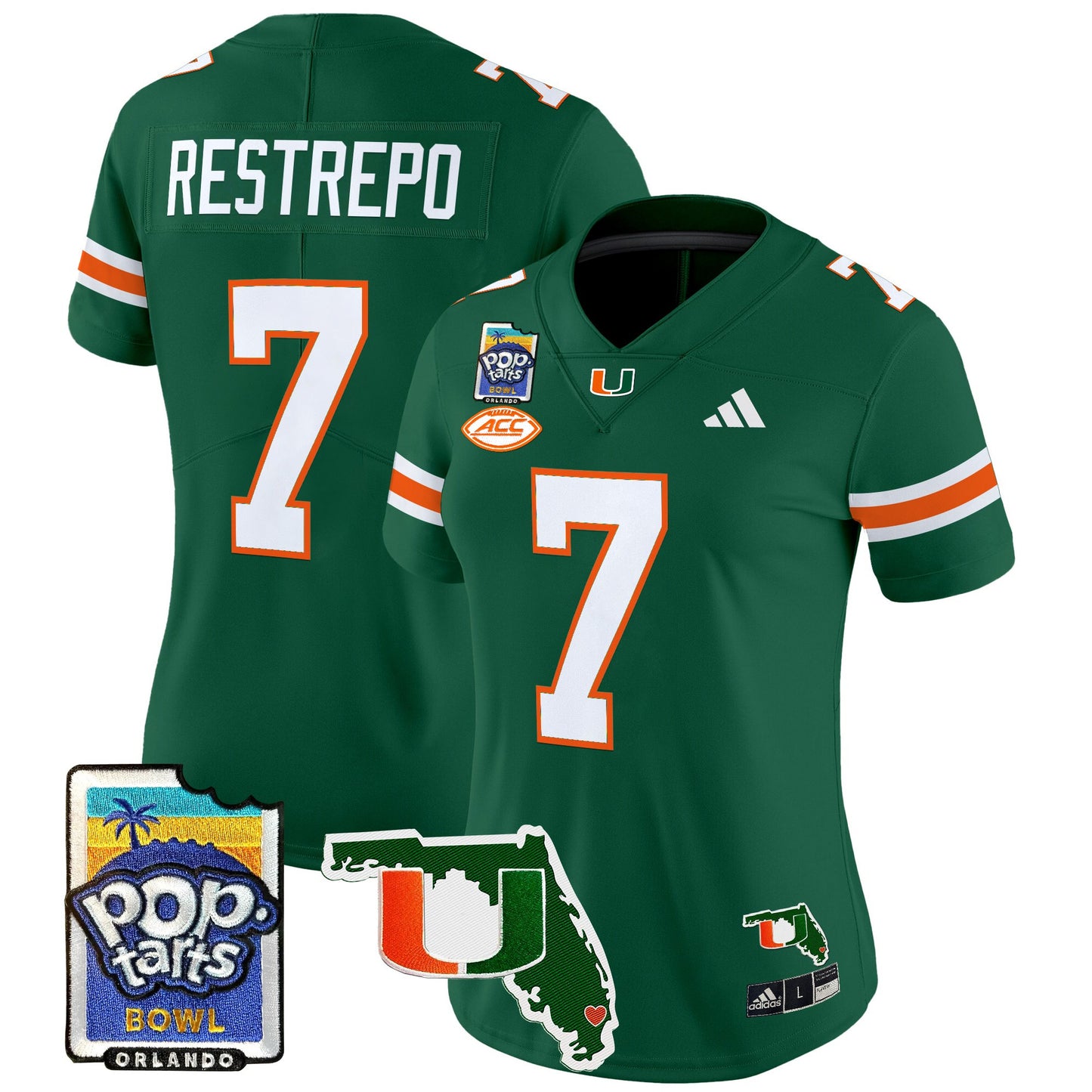 Women's Miami Hurricanes 2025 PopTarts Bowl Patch Vapor Limited Jersey - All Stitched