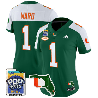 Women's Miami Hurricanes 2025 PopTarts Bowl Patch Vapor Limited Jersey - All Stitched