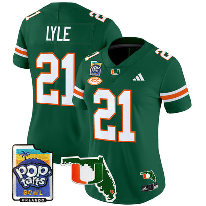 Women's Miami Hurricanes 2025 PopTarts Bowl Patch Vapor Limited Jersey - All Stitched