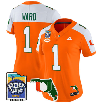 Women's Miami Hurricanes 2025 PopTarts Bowl Patch Vapor Limited Jersey - All Stitched