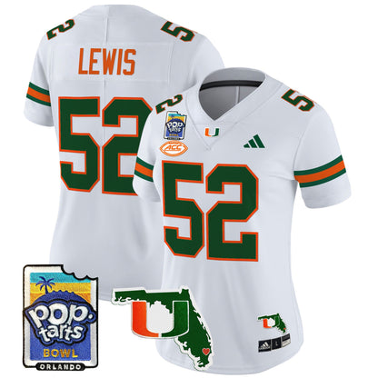 Women's Miami Hurricanes 2025 PopTarts Bowl Patch Vapor Limited Jersey - All Stitched