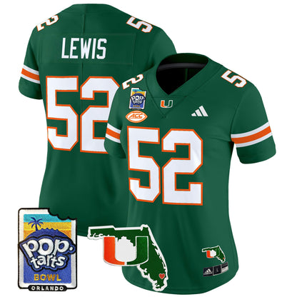 Women's Miami Hurricanes 2025 PopTarts Bowl Patch Vapor Limited Jersey - All Stitched
