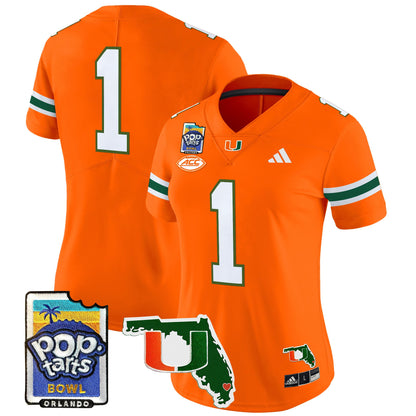Women's Miami Hurricanes 2025 PopTarts Bowl Patch Vapor Limited Jersey - All Stitched