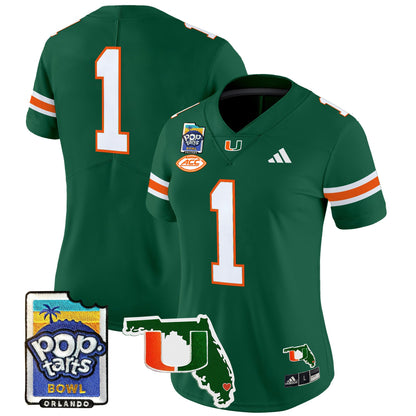 Women's Miami Hurricanes 2025 PopTarts Bowl Patch Vapor Limited Jersey - All Stitched