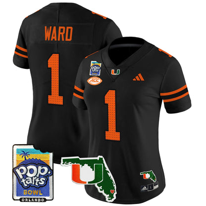 Women's Miami Hurricanes 2025 PopTarts Bowl Patch Vapor Limited Jersey - All Stitched