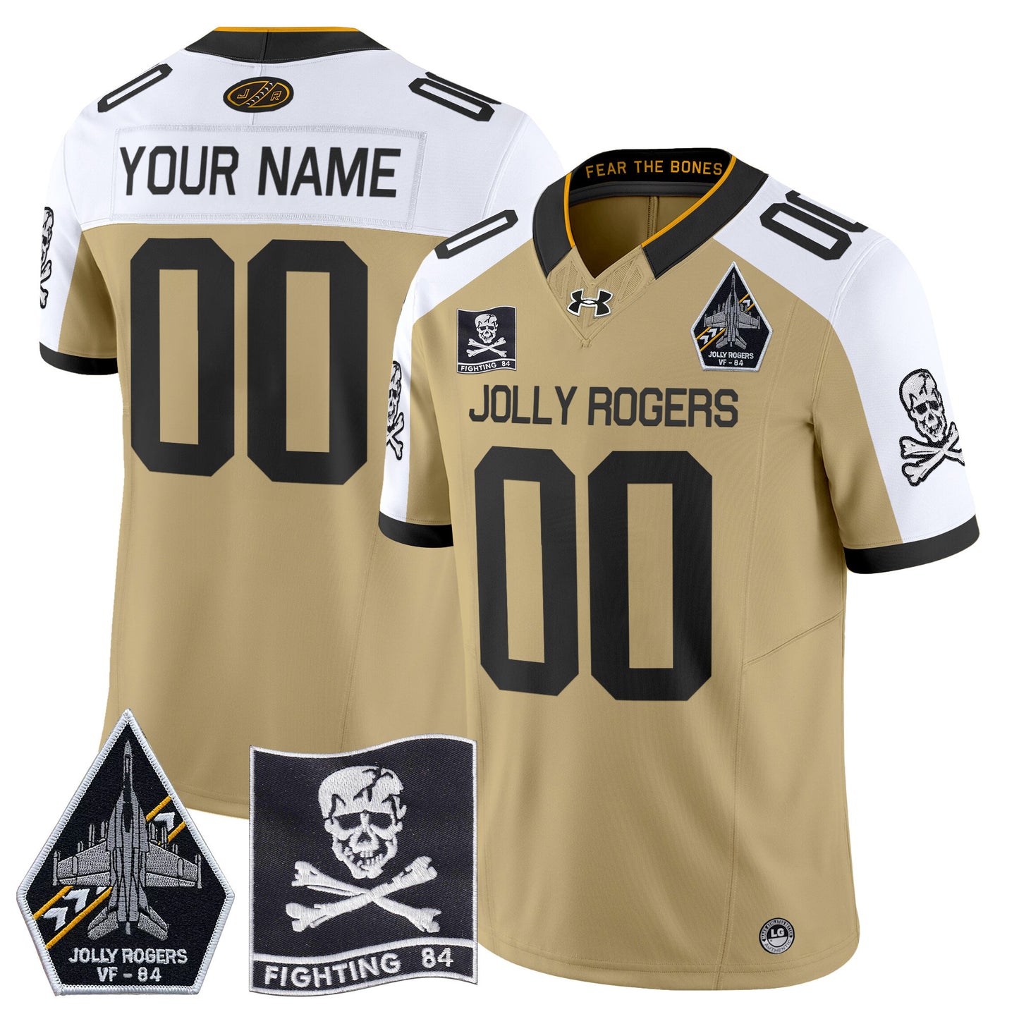 Navy Midshipmen 2024 Jolly Rogers VF-84 Patch Vapor Limited Custom Jersey - All Stitched