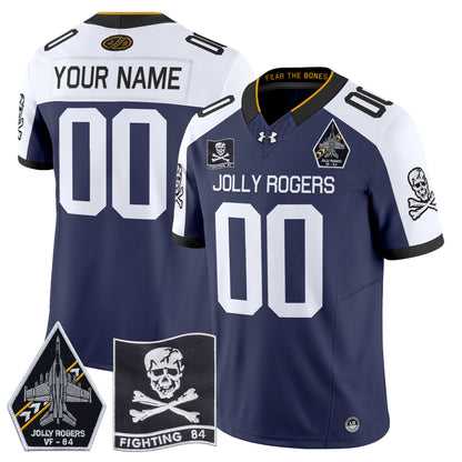 Navy Midshipmen 2024 Jolly Rogers VF-84 Patch Vapor Limited Custom Jersey - All Stitched