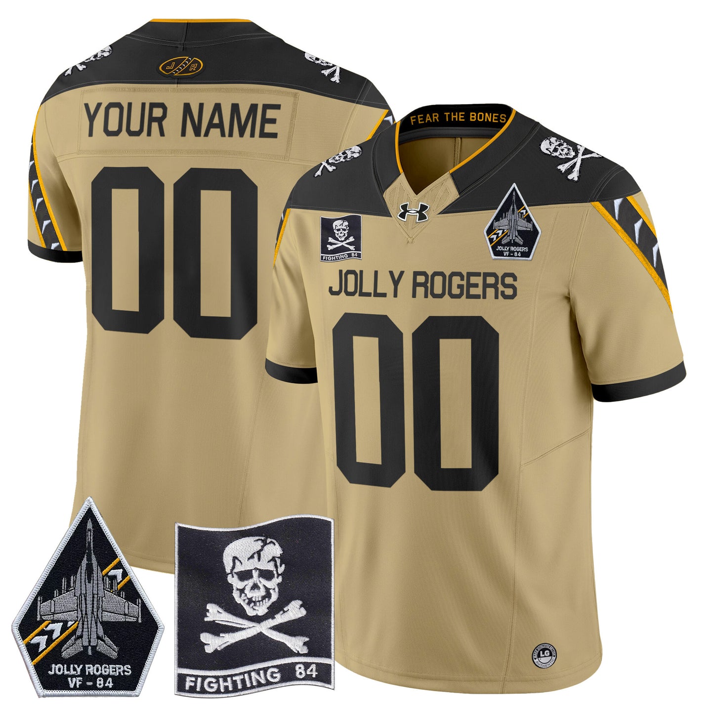 Navy Midshipmen 2024 Jolly Rogers VF-84 Patch Vapor Limited Custom Jersey - All Stitched