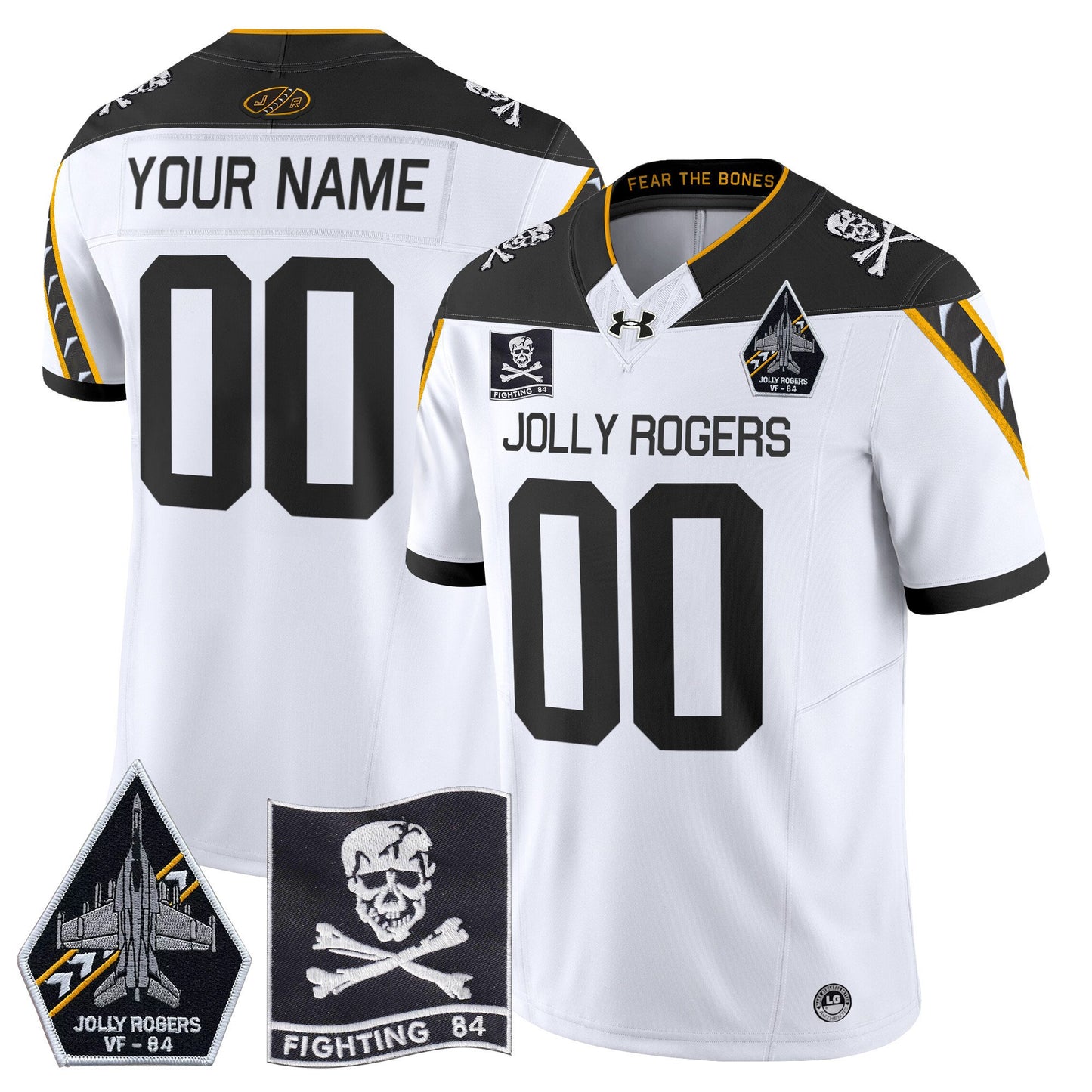 Navy Midshipmen 2024 Jolly Rogers VF-84 Patch Vapor Limited Custom Jersey - All Stitched