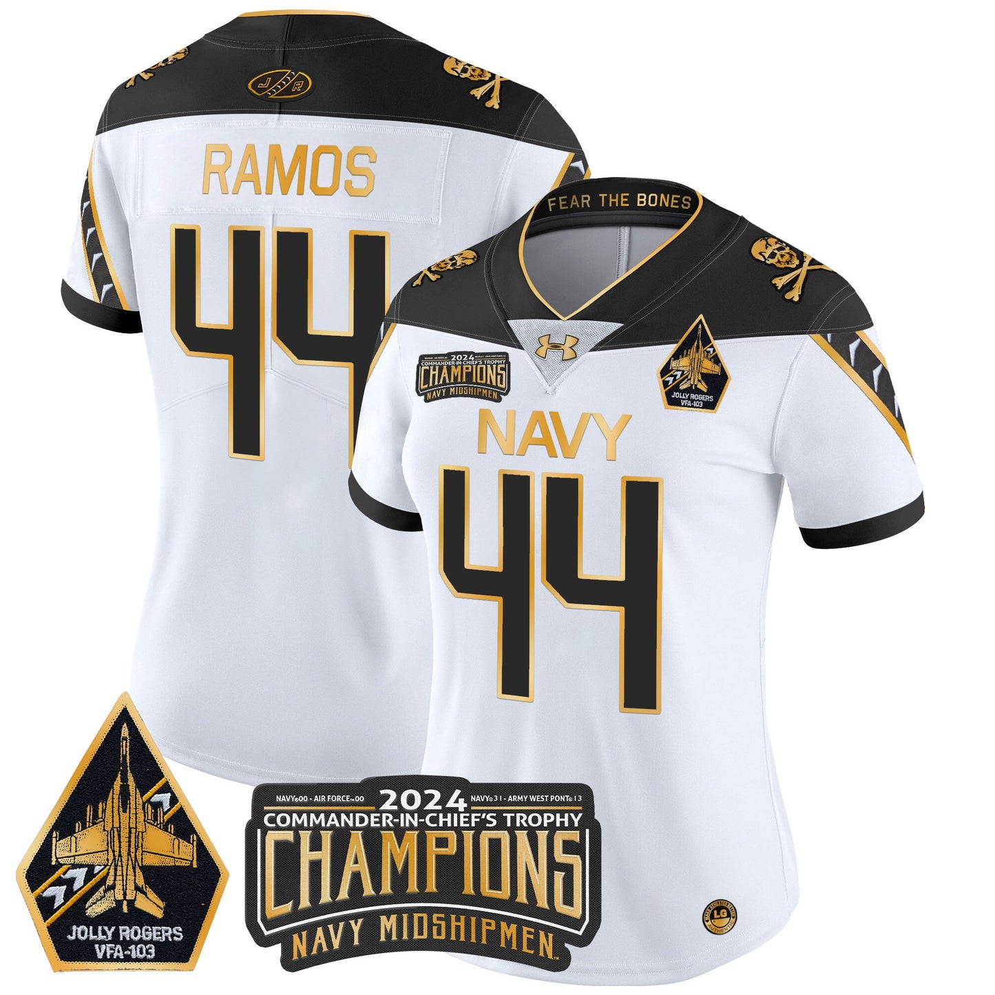 Women's Navy Midshipmen 2024 Commander-In-Chief's Trophy Champions Patch Gold Vapor Limited Jersey - All Stitched
