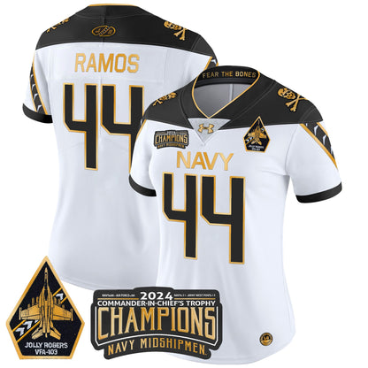 Women's Navy Midshipmen 2024 Commander-In-Chief's Trophy Champions Patch Gold Vapor Limited Jersey - All Stitched