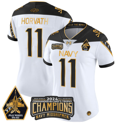 Women's Navy Midshipmen 2024 Commander-In-Chief's Trophy Champions Patch Gold Vapor Limited Jersey - All Stitched