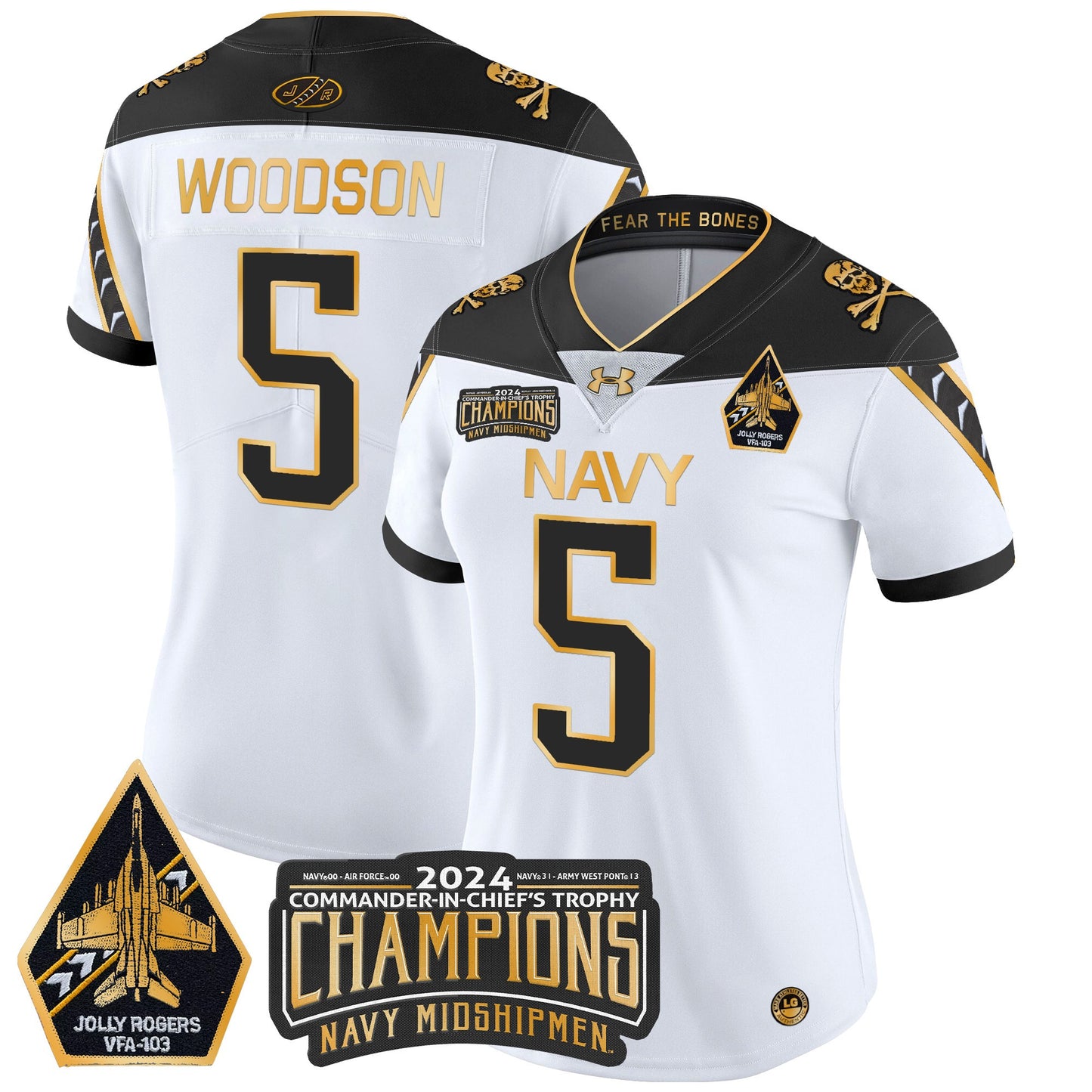 Women's Navy Midshipmen 2024 Commander-In-Chief's Trophy Champions Patch Gold Vapor Limited Jersey - All Stitched