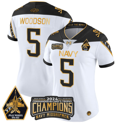 Women's Navy Midshipmen 2024 Commander-In-Chief's Trophy Champions Patch Gold Vapor Limited Jersey - All Stitched
