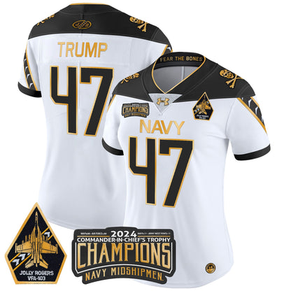 Women's Navy Midshipmen 2024 Commander-In-Chief's Trophy Champions Patch Gold Vapor Limited Jersey - All Stitched