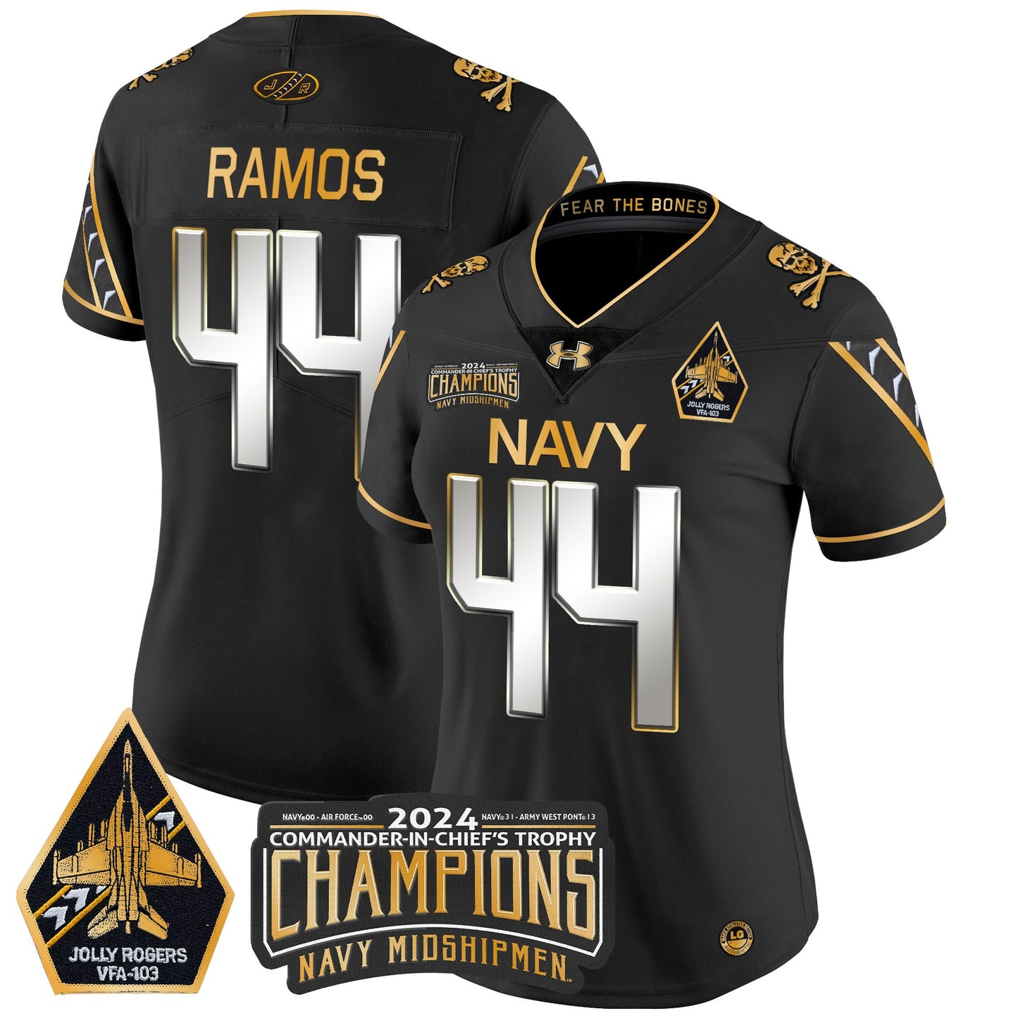 Women's Navy Midshipmen 2024 Commander-In-Chief's Trophy Champions Patch Gold Vapor Limited Jersey - All Stitched
