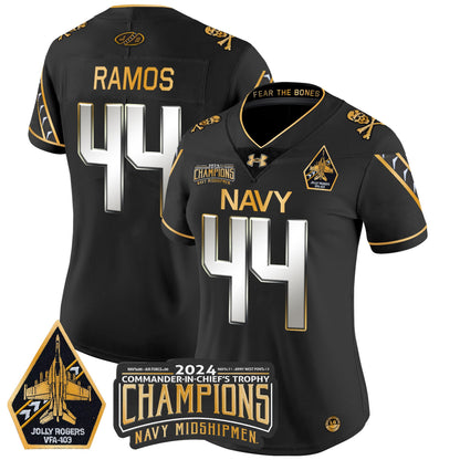 Women's Navy Midshipmen 2024 Commander-In-Chief's Trophy Champions Patch Gold Vapor Limited Jersey - All Stitched