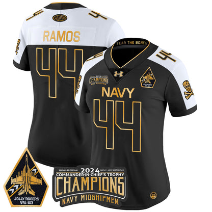 Women's Navy Midshipmen 2024 Commander-In-Chief's Trophy Champions Patch Gold Vapor Limited Jersey - All Stitched