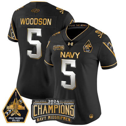 Women's Navy Midshipmen 2024 Commander-In-Chief's Trophy Champions Patch Gold Vapor Limited Jersey - All Stitched