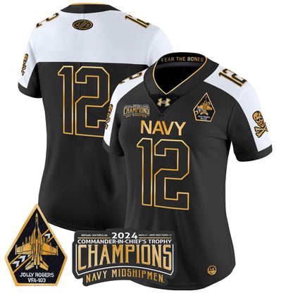 Women's Navy Midshipmen 2024 Commander-In-Chief's Trophy Champions Patch Gold Vapor Limited Jersey - All Stitched
