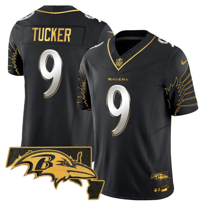 Ravens Maryland Patch Gold Vapor Limited Jersey V2 - All Stitched