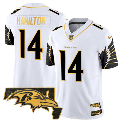 Ravens Maryland Patch Gold Vapor Limited Jersey V2 - All Stitched