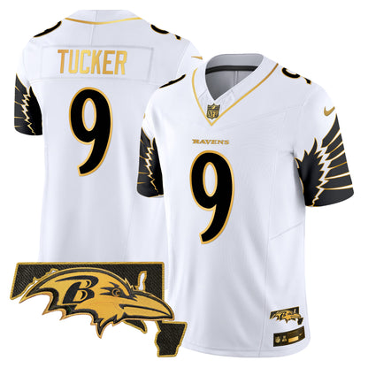 Ravens Maryland Patch Gold Vapor Limited Jersey V2 - All Stitched