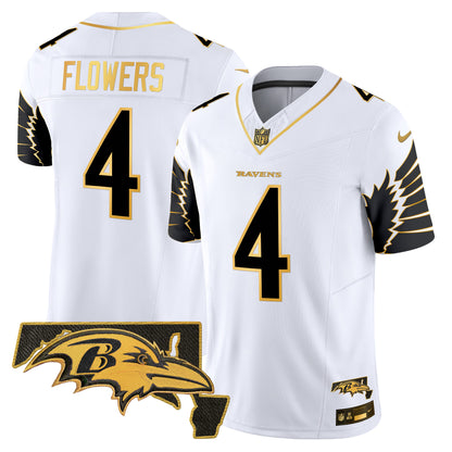 Ravens Maryland Patch Gold Vapor Limited Jersey V2 - All Stitched